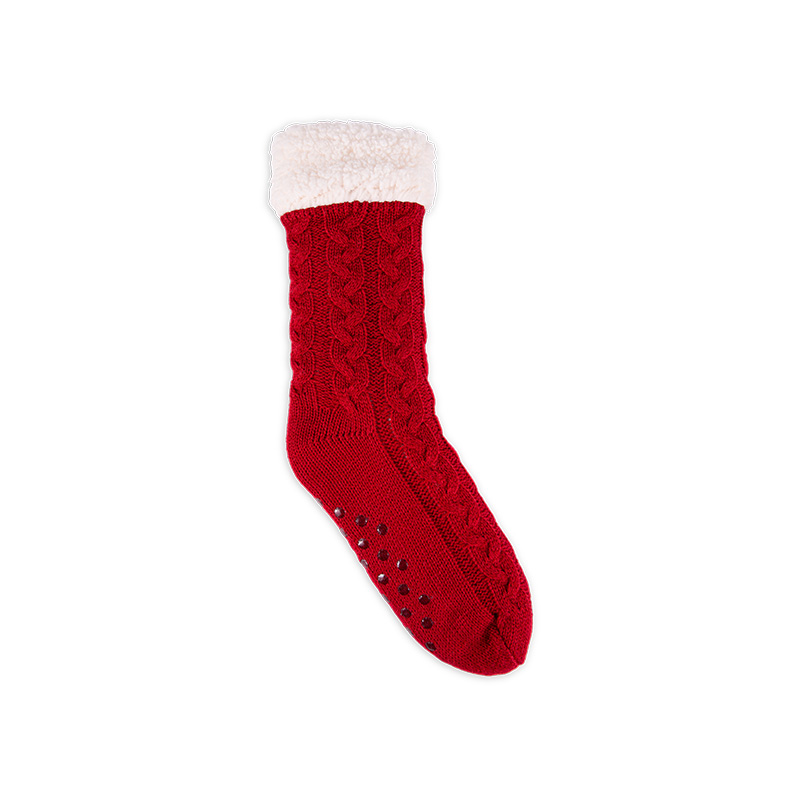 RZ045/RZ143 Classic Textured Cable Knit Thick Sherpa Fleece Lined Warm Non Slip Women’s Cabin Socks