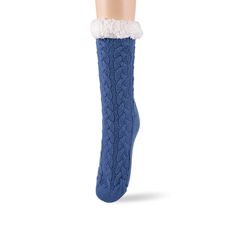 RZ045/RZ143 Classic Textured Cable Knit Thick Sherpa Fleece Lined Warm Non Slip Women’s Cabin Socks