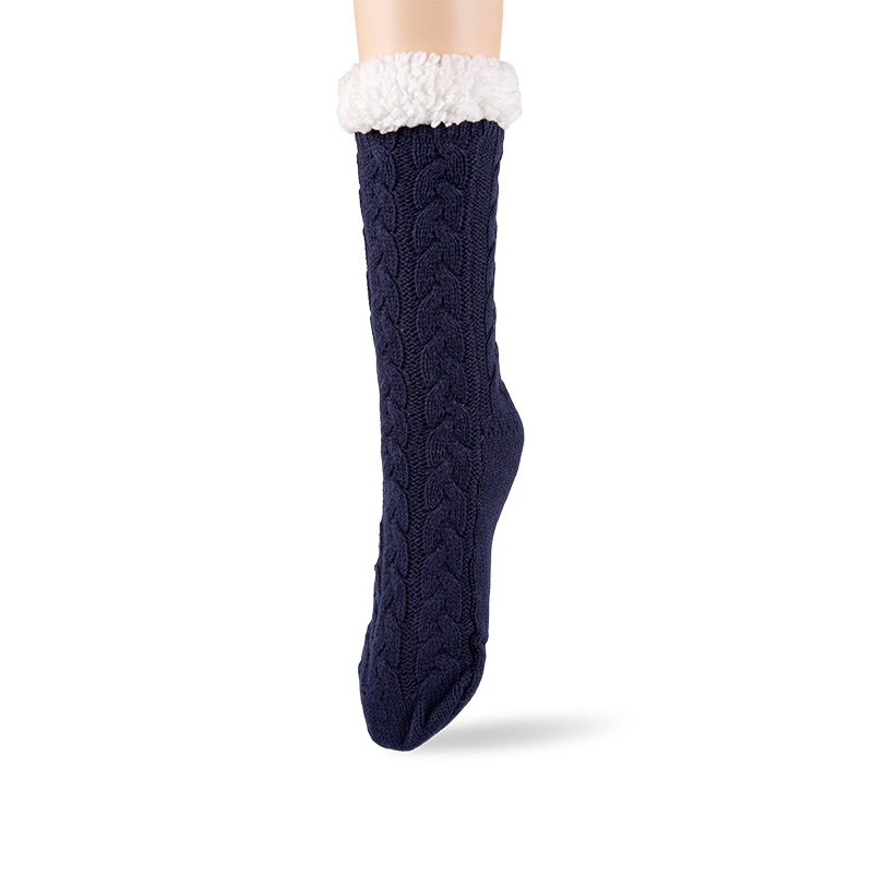 RZ045/RZ143 Classic Textured Cable Knit Thick Sherpa Fleece Lined Warm Non Slip Women’s Cabin Socks