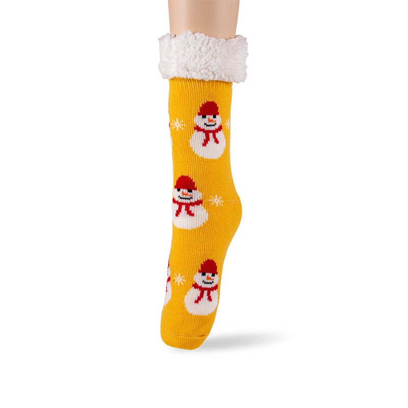 RZ130 Acrylic Cute Christmas Series Thick Sherpa Fleece Lined Non Slip Women’s Cabin Socks