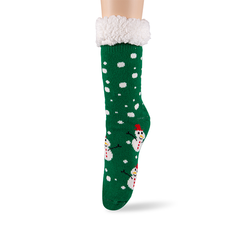 RZ130 Acrylic Cute Christmas Series Thick Sherpa Fleece Lined Non Slip Women’s Cabin Socks