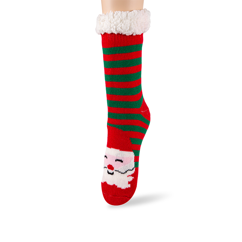 RZ130 Acrylic Cute Christmas Series Thick Sherpa Fleece Lined Non Slip Women’s Cabin Socks