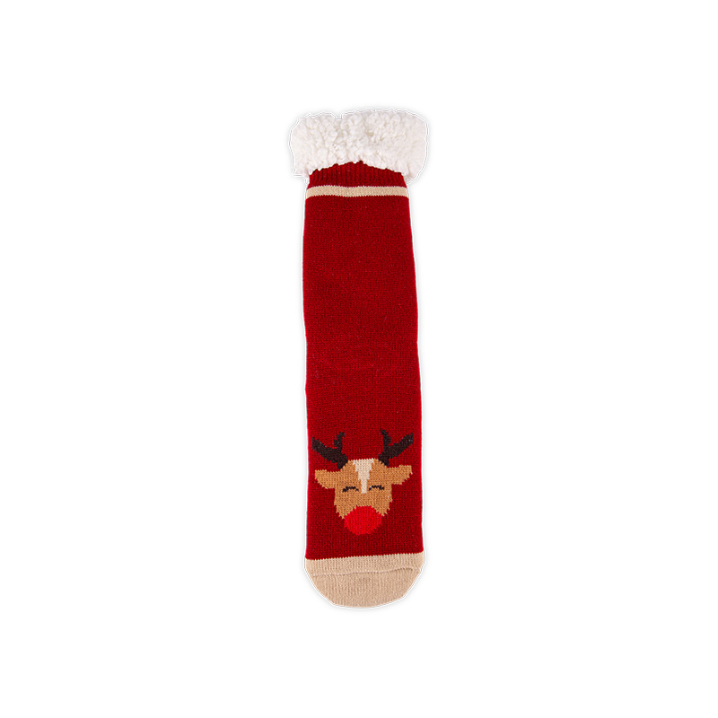 RZ130 Acrylic Cute Christmas Series Thick Sherpa Fleece Lined Non Slip Women’s Cabin Socks