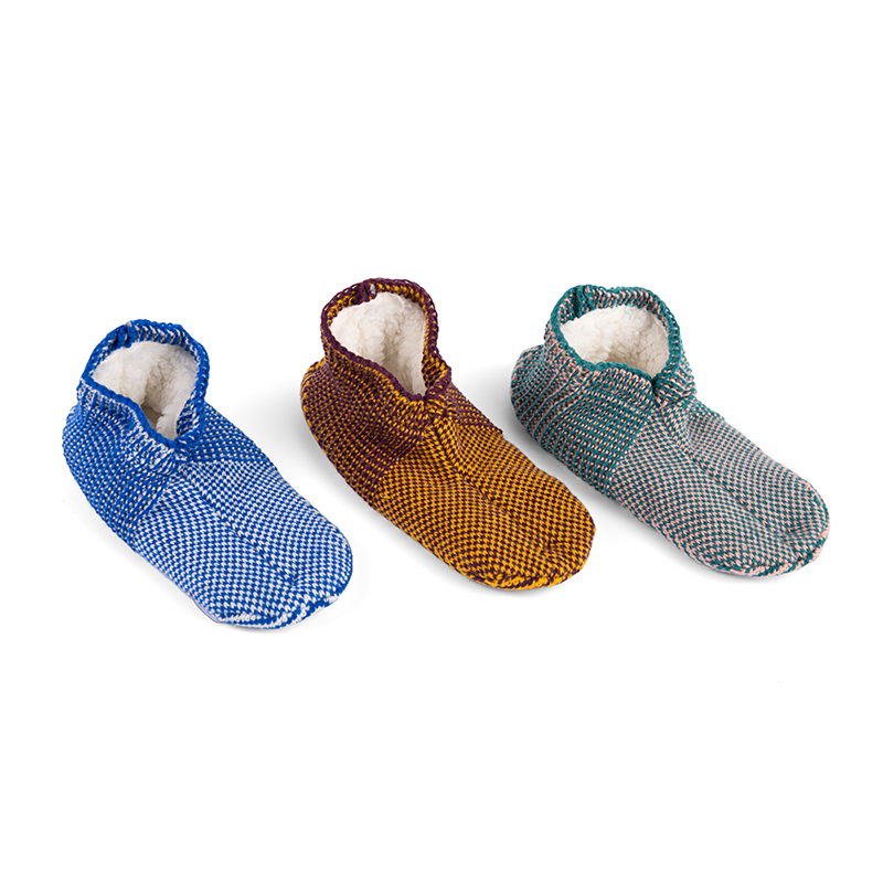 RZ023 Color Block Thick Sherpa Lined Warm Slipper Socks