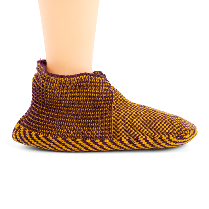 RZ023 Color Block Thick Sherpa Lined Warm Slipper Socks