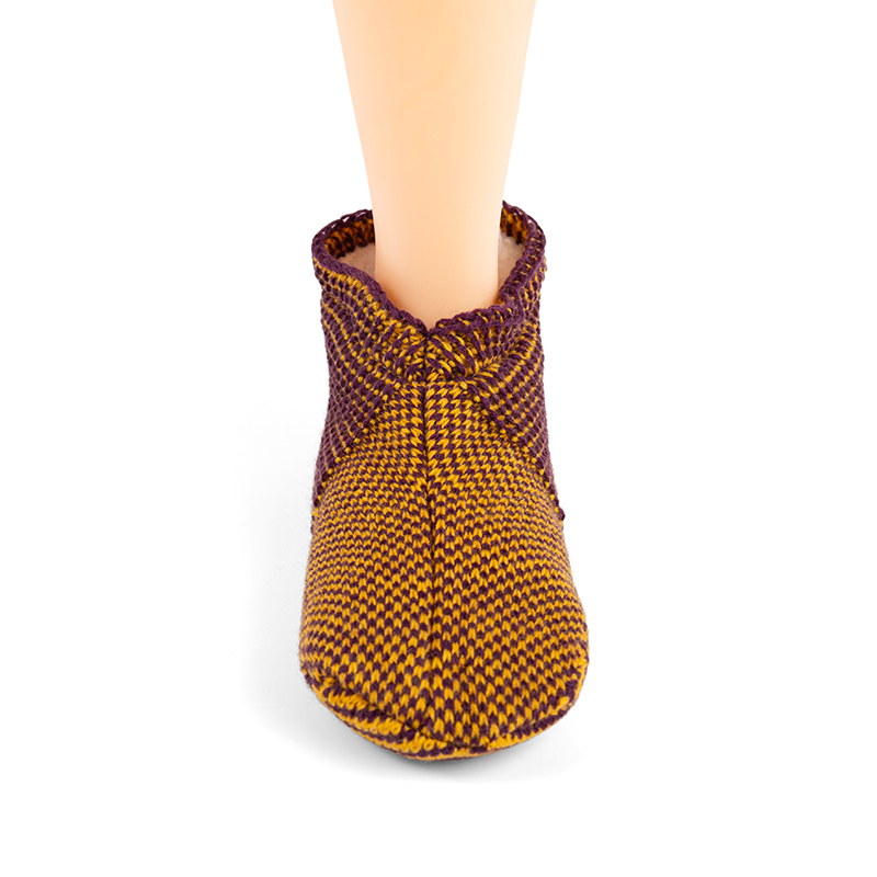 RZ023 Color Block Thick Sherpa Lined Warm Slipper Socks