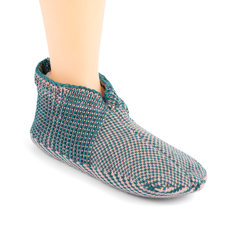 RZ023 Color Block Thick Sherpa Lined Warm Slipper Socks