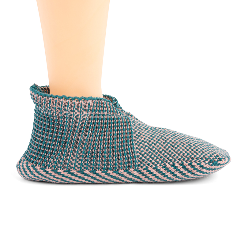 RZ023 Color Block Thick Sherpa Lined Warm Slipper Socks