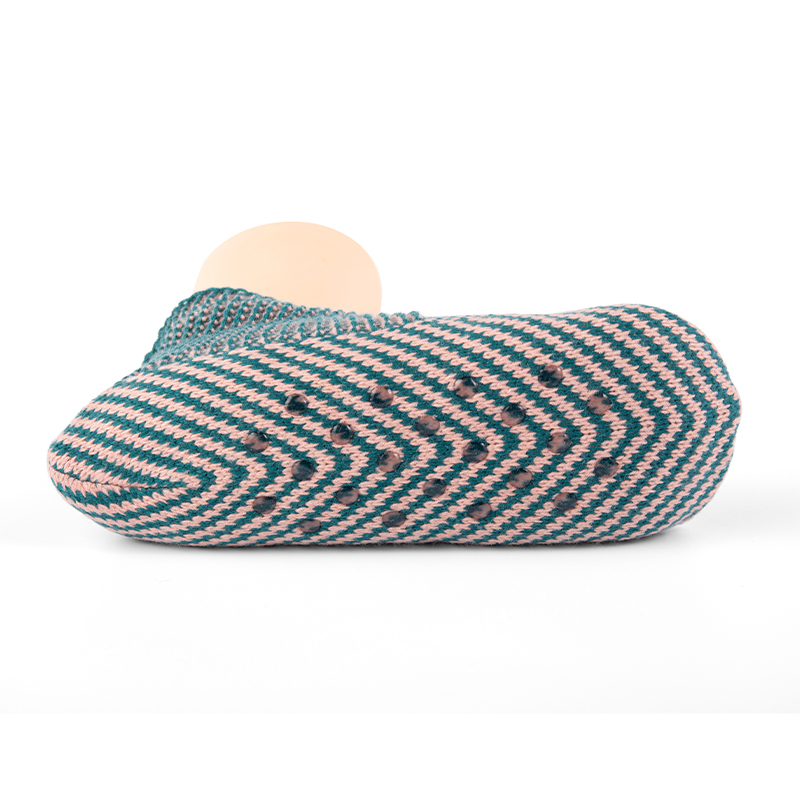 RZ023 Color Block Thick Sherpa Lined Warm Slipper Socks