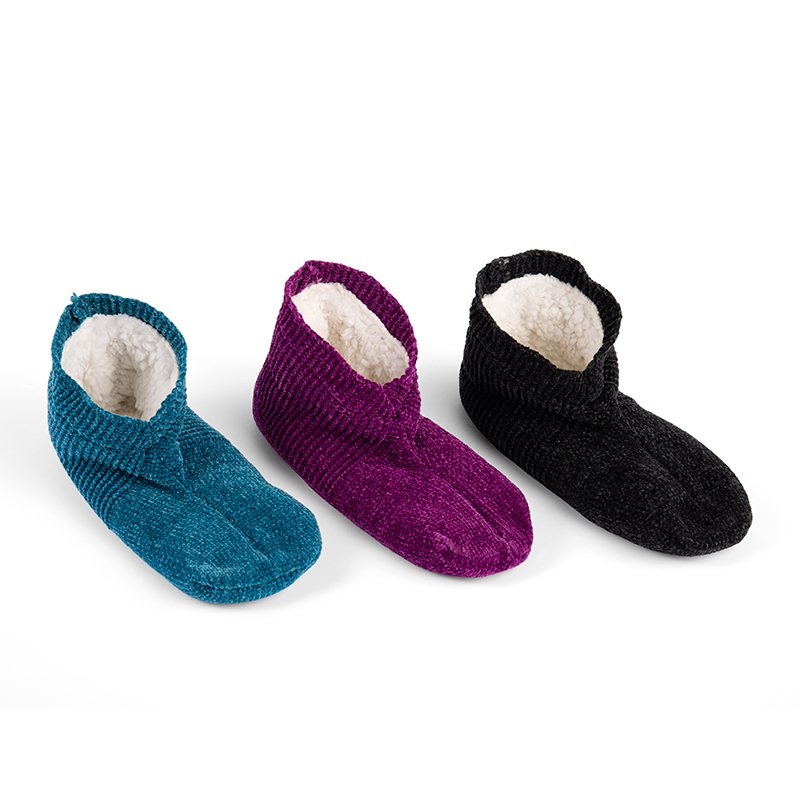 RZ024 Chenille Knit Thick Sherpa Lined Home Slipper Socks