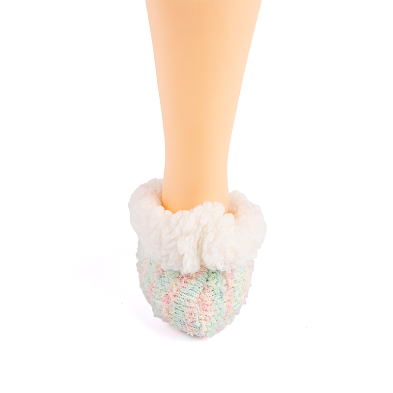 RZ135 Color-Woven Butterfly Yarn Anti-Slip Home Knit Slippers with Sherpa Fleece Lining