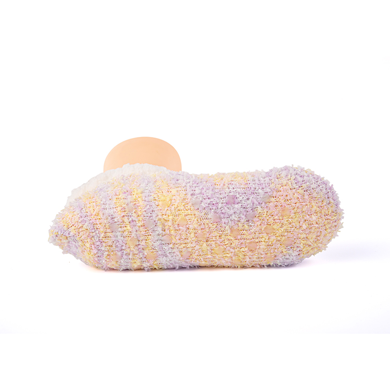 RZ135 Color-Woven Butterfly Yarn Anti-Slip Home Knit Slippers with Sherpa Fleece Lining