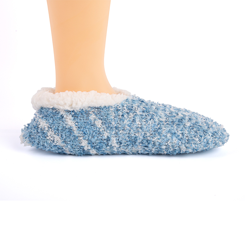 RZ135 Color-Woven Butterfly Yarn Anti-Slip Home Knit Slippers with Sherpa Fleece Lining