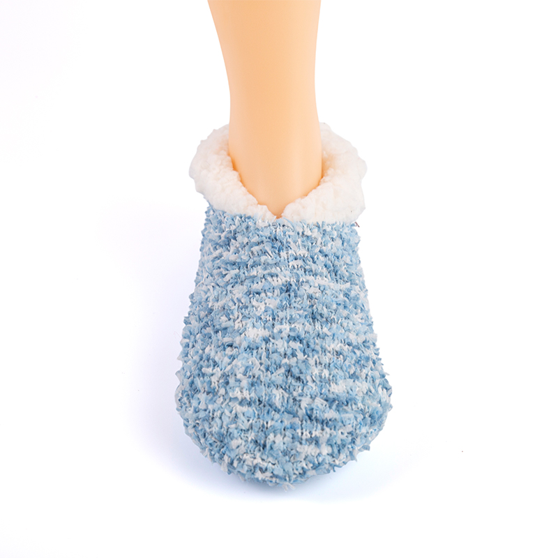RZ135 Color-Woven Butterfly Yarn Anti-Slip Home Knit Slippers with Sherpa Fleece Lining