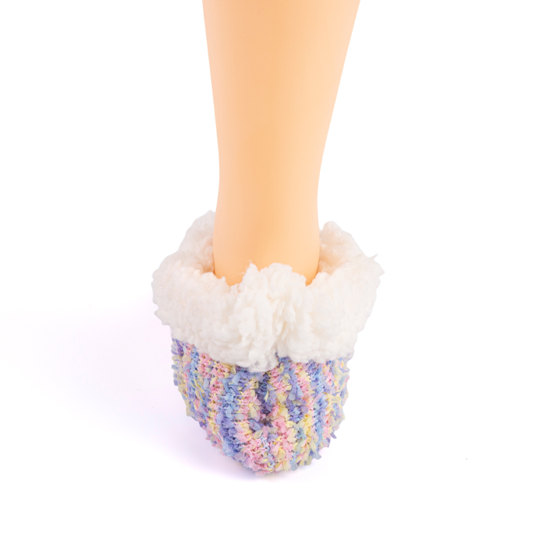 RZ135 Color-Woven Butterfly Yarn Anti-Slip Home Knit Slippers with Sherpa Fleece Lining