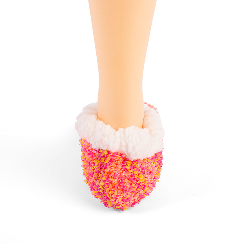 RZ135 Color-Woven Butterfly Yarn Anti-Slip Home Knit Slippers with Sherpa Fleece Lining