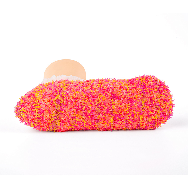 RZ135 Color-Woven Butterfly Yarn Anti-Slip Home Knit Slippers with Sherpa Fleece Lining