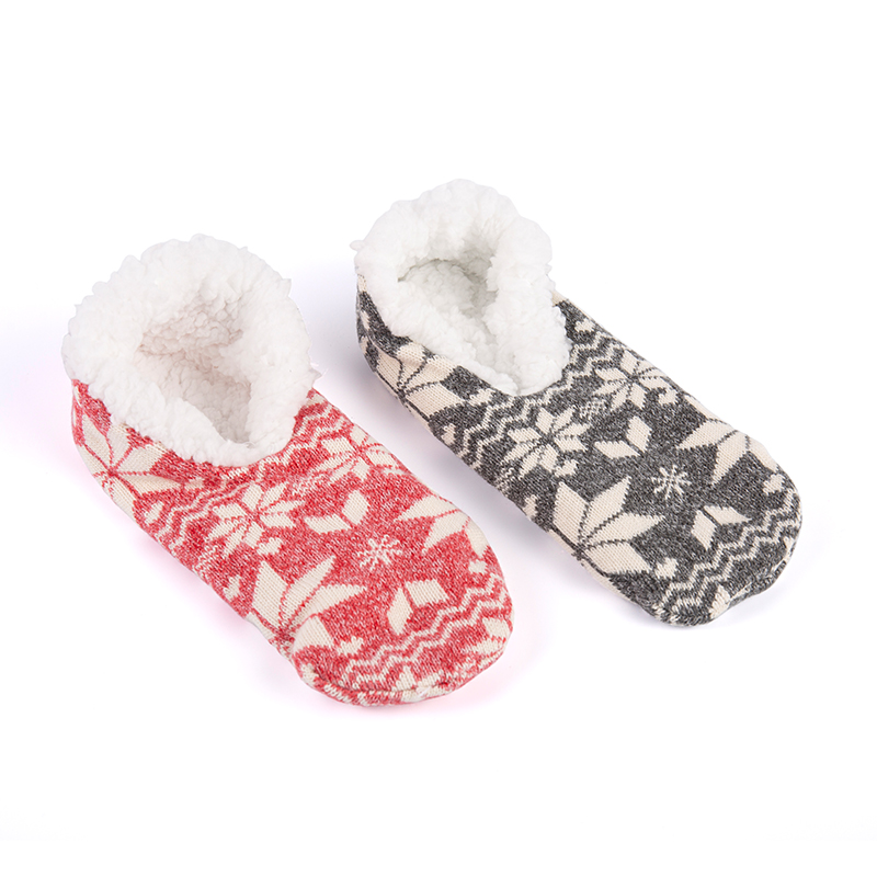 RZ134 Morandi Color Snowflake Pattern, Stripe, and Solid Color Home Knit Slippers