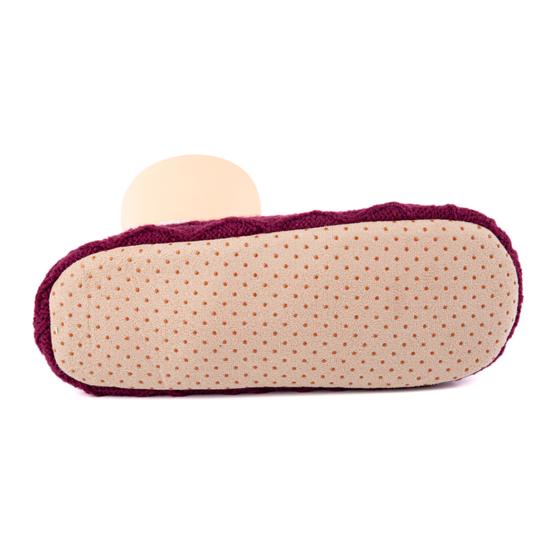 RZ160 Minimalist Acrylic Cable Knit Home Slippers with Thick Sherpa Fleece Lining and Anti-Slip Sole