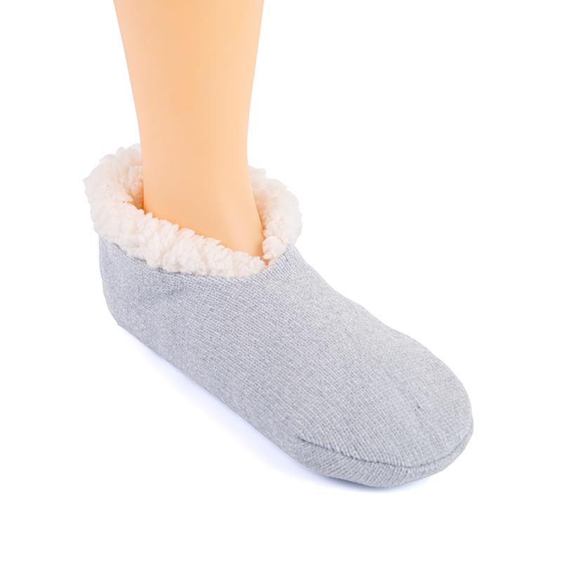 RZ133 Chenille Winter Romantic Plaid Thick Sherpa Fleece Lined Home Knit Slippers