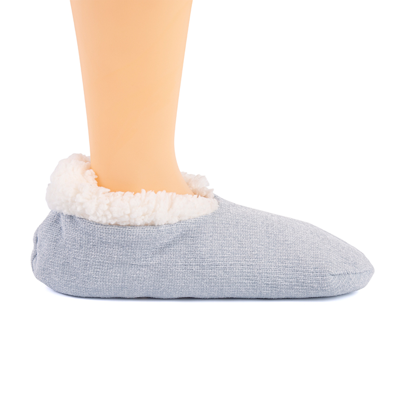 RZ133 Chenille Winter Romantic Plaid Thick Sherpa Fleece Lined Home Knit Slippers