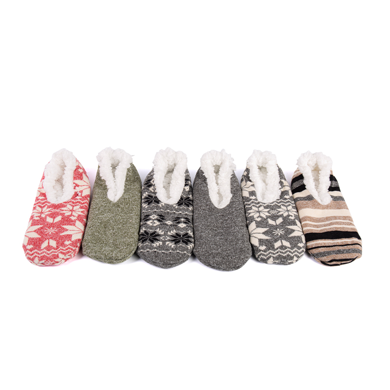 RZ134 Morandi Color Snowflake Pattern, Stripe, and Solid Color Home Knit Slippers