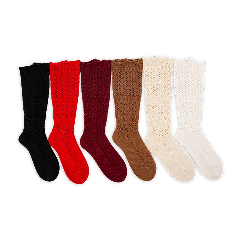 RZ271/284 Vintage Elegant Acrylic Hollow Cable Knit Knee High Socks