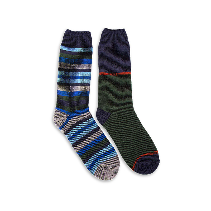 RZ114 Color-Block Striped Thickened Men's Boot Socks with Brushed Terry Lining