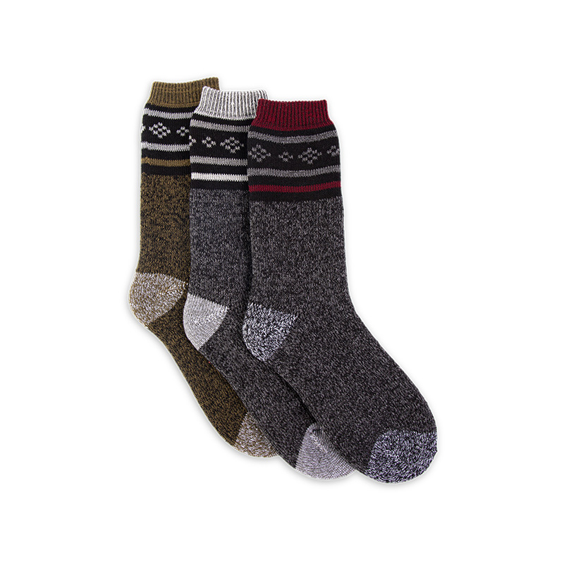 RZ114-1 Vintage Heather Gray Thickened Men's Cabin Socks with Brushed Terry Lining