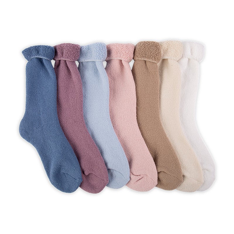 RZ280 Morandi Color Terry Polyester Fleece Warm Women’s Heat Retainer Socks