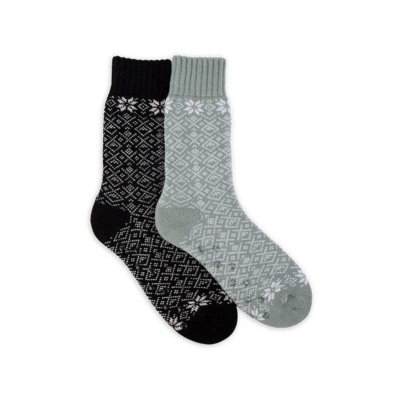 RZ157 Nordic Geometric Snowflake Brushed Acrylic Women’s Heat Retainer Socks