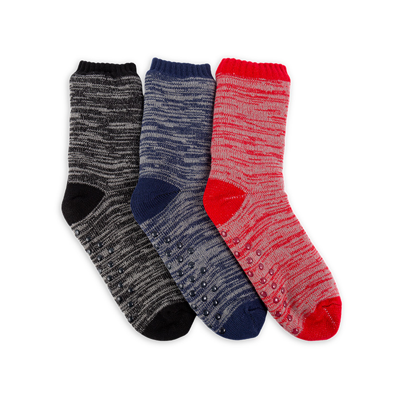 RZ299 Men's Classic Vintage Thick Warm Anti-Slip Cabin Socks with Sherpa Fleece Lining