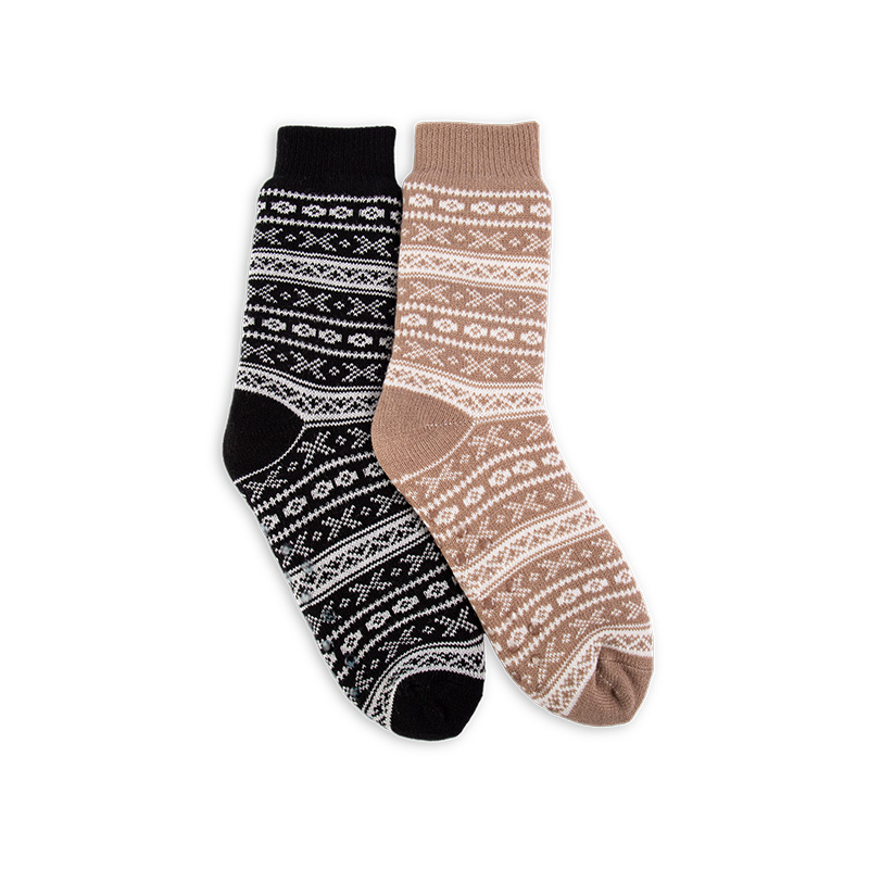 RZ188 Colorful Ethnic Style Thick Warm Men's Cabin Socks with Sherpa Fleece Lining and Anti-Slip Sole