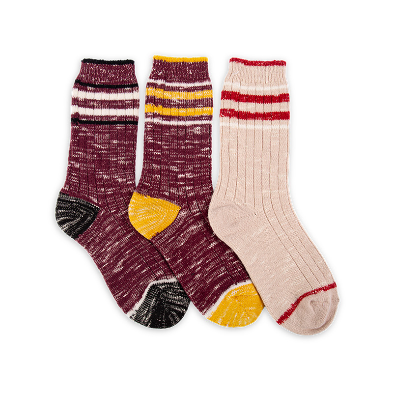RZ027 Vintage Contrast Color Brushed Textured Warm Women’s Boot Socks