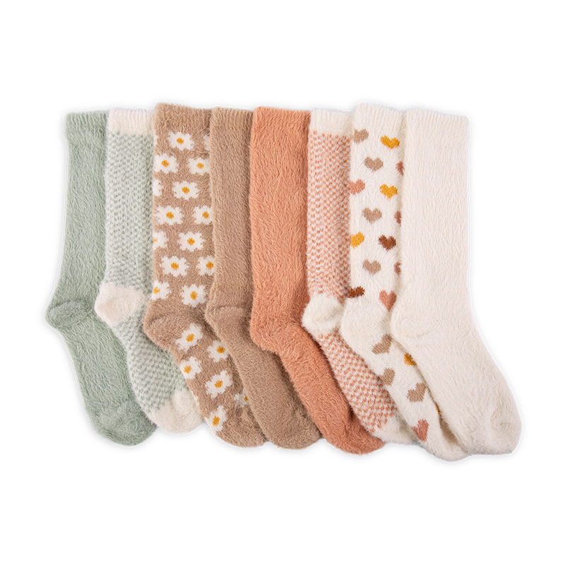 RZ166 Faux Mink Fleece Autumn Story Thermal Women’s Boot Socks