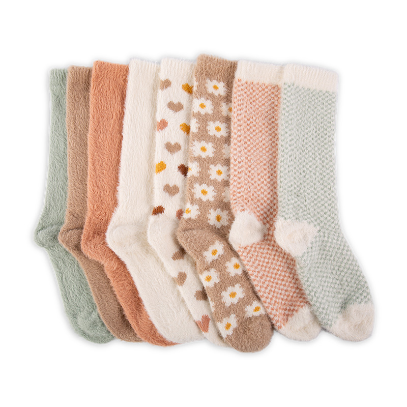 RZ166 Faux Mink Fleece Autumn Story Thermal Women’s Boot Socks
