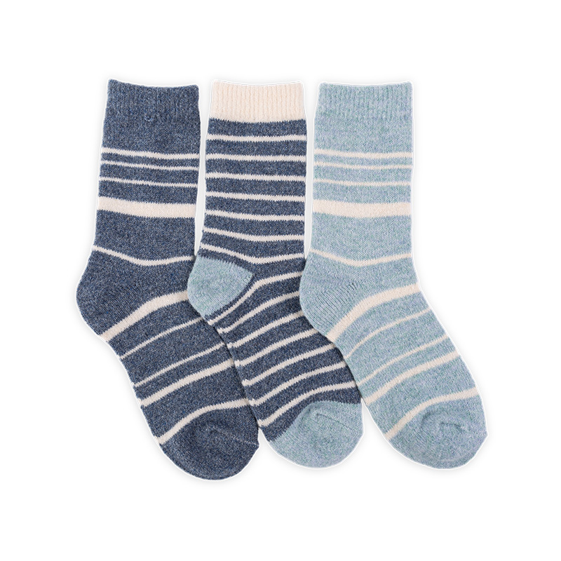RZ121 Blue Tone Striped Soft Warm Mid-Calf Women’s Boot Socks