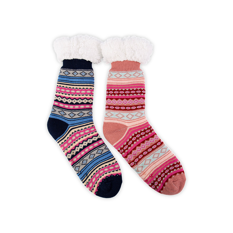 RZ016-1 Acrylic Cotton Fleece Bohemian Style Warm Non Slip Women’s Cabin Socks