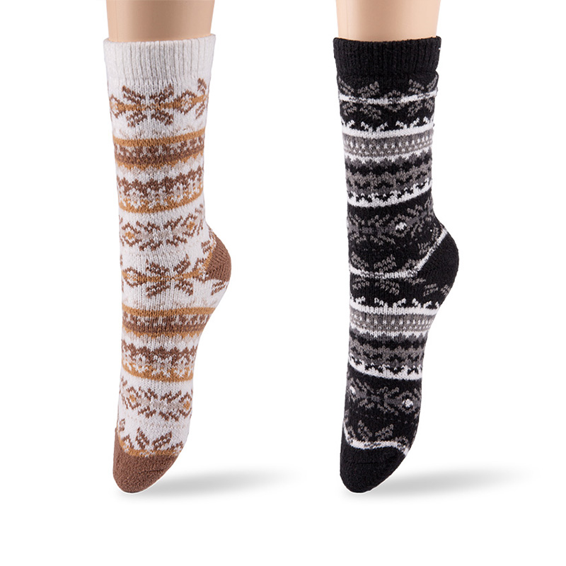 RZ119 Warm Fleece Textured Vintage Single-Layer Women’s Boot Socks
